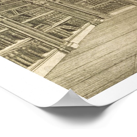 Poster La Bibliothèque, gravée par Godfrey, de 'Descripti (Coin)