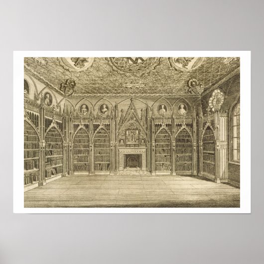 Poster La Bibliothèque, gravée par Godfrey, de 'Descripti (Devant)
