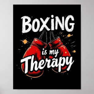 Poster La Boxe Est Ma Thérapie Drôle Gym Gants Fighter De