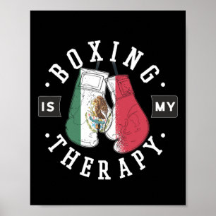 Poster La boxe est ma thérapie Mexico Boxing Glove Mexiqu