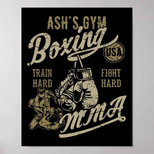 Poster La boxe MMA de gym d'Ash design rétro pour le nom (Devant)