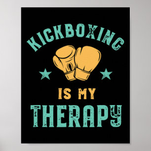 Poster La boxe thaï est ma thérapie Sarcasme Drôle Boxe