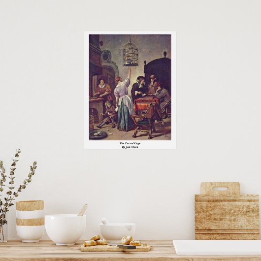 Poster La Cage De Perroquets Par Jan Steen (Cuisine)