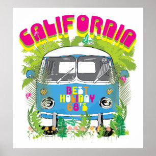 Poster La Californie surfant Van