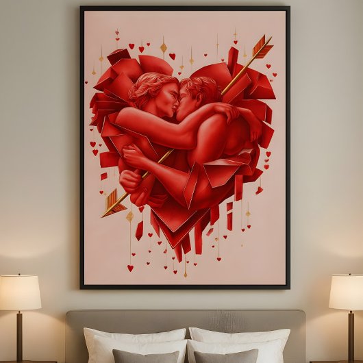 Poster La Capture de Cupidon - Art Abstrait Romantique Mo