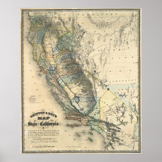 Poster La carte de la Californie de Britton et Rey (Devant)