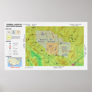 Poster La carte de la terre fédérale du sud du Nevada a
