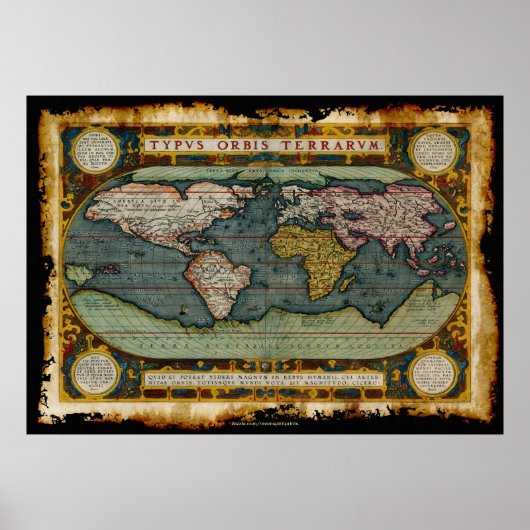 Poster La carte de l'Ancien Monde d'Ortelius dans le styl (Devant)