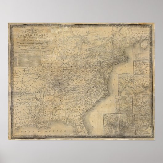 Poster La carte de Mitchell des États-Unis (Devant)