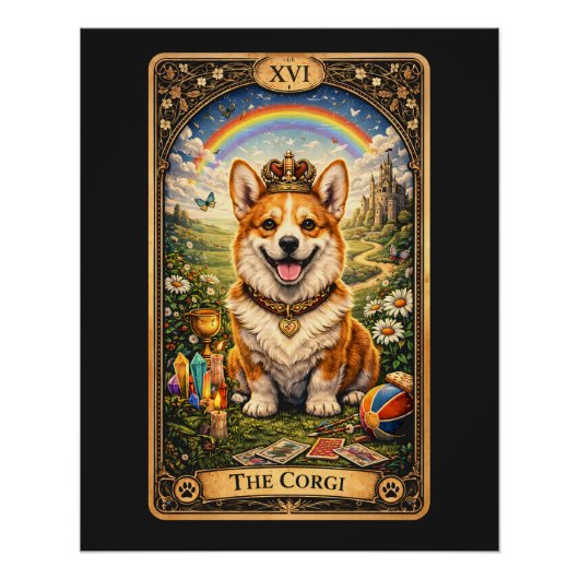 Poster La carte de tarot Corgi (Devant)