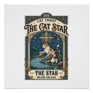 Poster La carte de tarot de chat Star Cat Majeure Arcanum