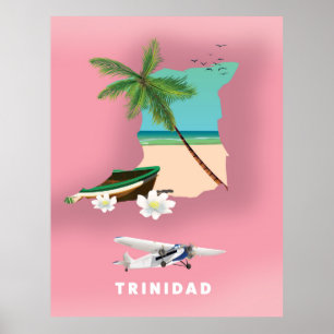 Poster La carte de Trinidad illustrait l'affiche de voyag