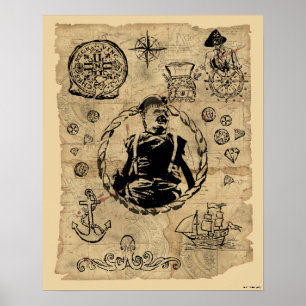 Poster La carte des bijoux au trésor des Goonies