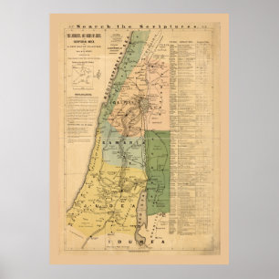 Poster La carte des voyages et des actes de Jésus (1881)