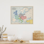 Poster La carte diplomatique de l'Europe (Cuisine)