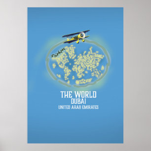 Poster La carte du Monde de Dubaï Émirats arabes unis
