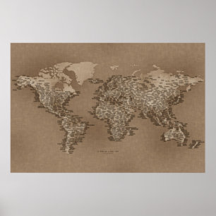 Poster La carte du monde des petites villes