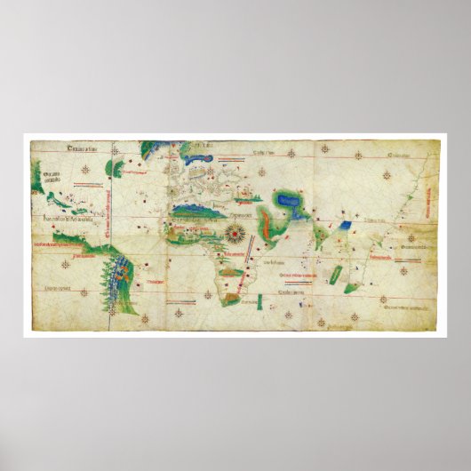 Poster La carte du monde du Planisphère Cantino (1502) (Devant)