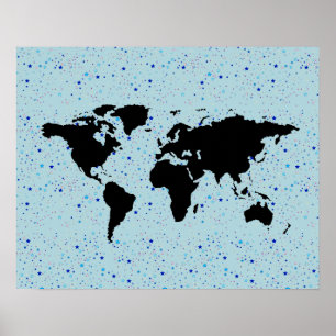 Poster la carte du monde et les étoiles