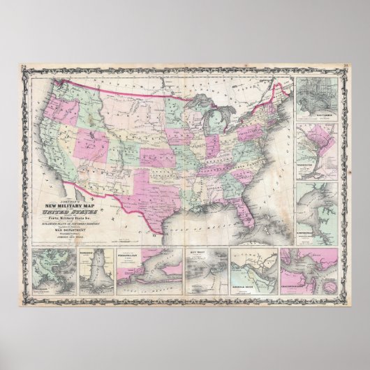 Poster La carte militaire américaine de Johnson (Devant)