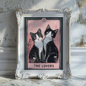 Poster La carte Tarot Amoureux avec de mignons chats