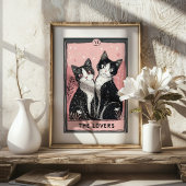 Poster La carte Tarot Amoureux avec de mignons chats