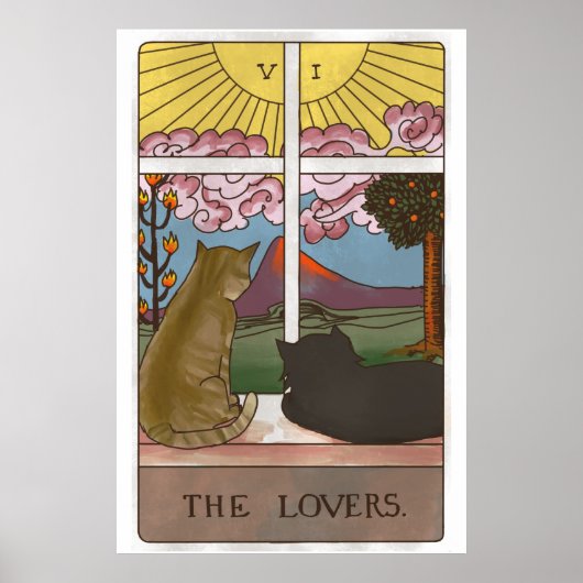 Poster La carte Tarot Chat Love (Devant)