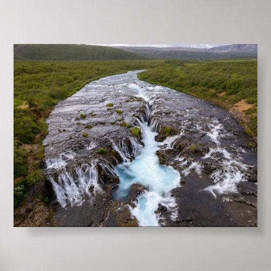 Poster La cascade de Bruararfoss en Islande (Devant)