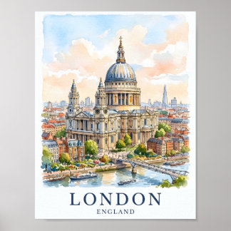 Poster La cathédrale Saint-Paul Londres aquarelle art de