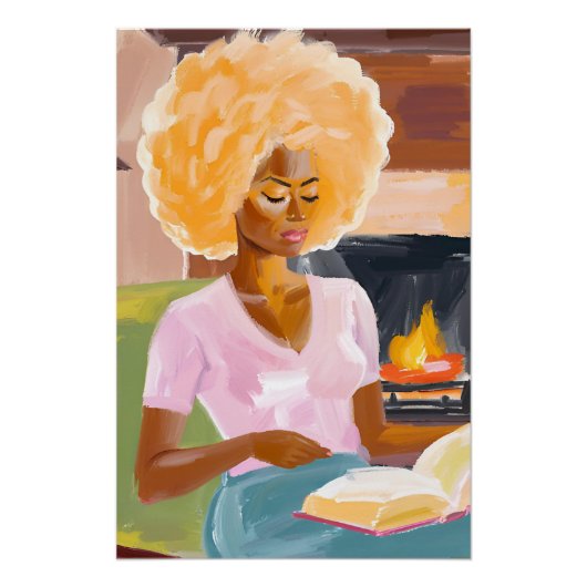 Poster La Chaleur des pages : Afro Woman et son livre (Devant)