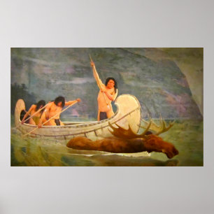 Poster La chasse à l'orignal George de Forest Brush 1888