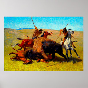 Poster La chasse au bison Frederic Remington 1890