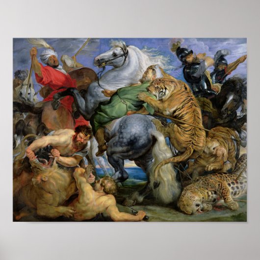 Poster La chasse au tigre, c.1616 (Devant)