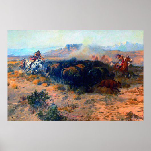 Poster La chasse aux bisons Chasse amérindienne (Devant)