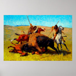 Poster La chasse aux bisons Frederic Remington 1890