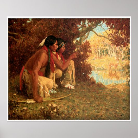 Poster La chasse aux cerfs d'Eanger Irving Couse (Devant)