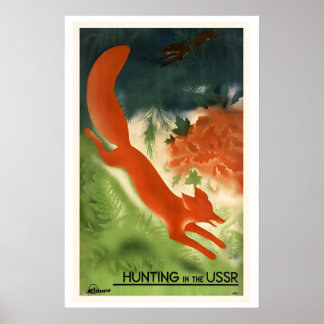 Poster La chasse en URSS Époque soviétique Voyage vintage