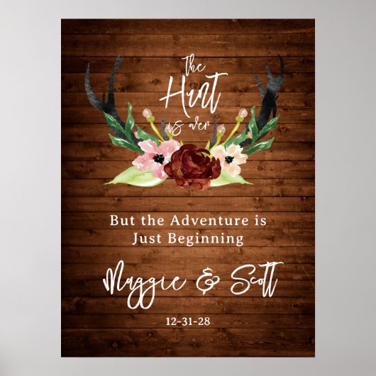 Poster La chasse est au-dessus du Mariage floral rustique (Devant)