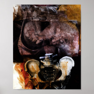 Poster La chute de icarus, collage et encre