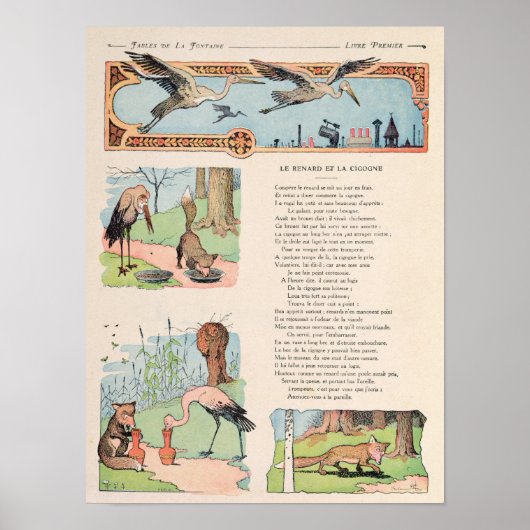 Poster La cigogne et le renard des fables (Devant)