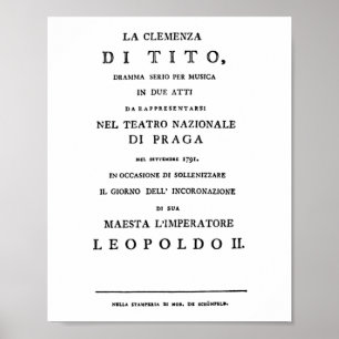 Poster La Clemenza di Tito Libretto page de titre