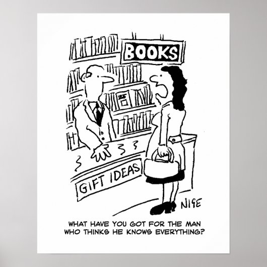 Poster La cliente d'une librairie pose une question au li (Devant)