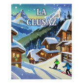 Poster La Clusaz : Éclat Enneigé, Charme Authentique (Devant)