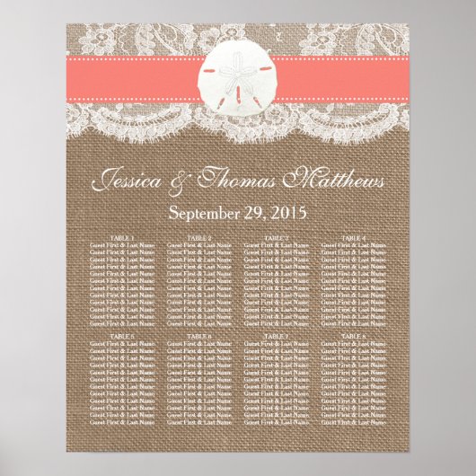 Poster La collection de mariage Coral Sand Dollar Beach (Devant)