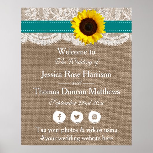 Poster La Collection de Mariage Tournesol Rustique - Bleu (Devant)