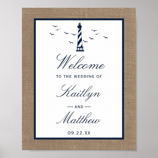 Poster La collection Mariage de Burlap du phare nautique (Devant)