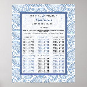 Poster La collection Mariage moderne Paisley - Bleu