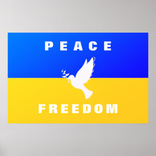 Poster La colombe de la paix - Drapeau de l'Ukraine - Pai