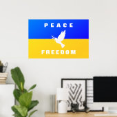Poster La colombe de la paix - Drapeau de l'Ukraine - Pai (Bureau à domicile)