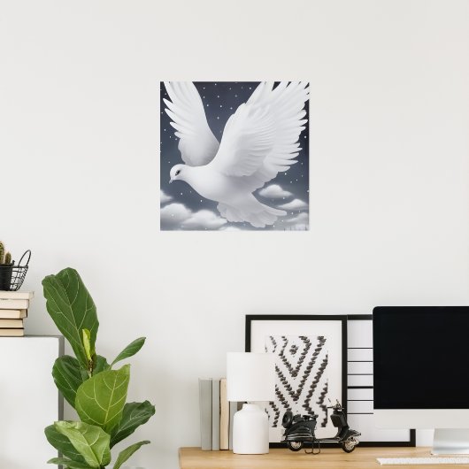 Poster La colombe Mariage blanche dans les nuages (Bureau à domicile)